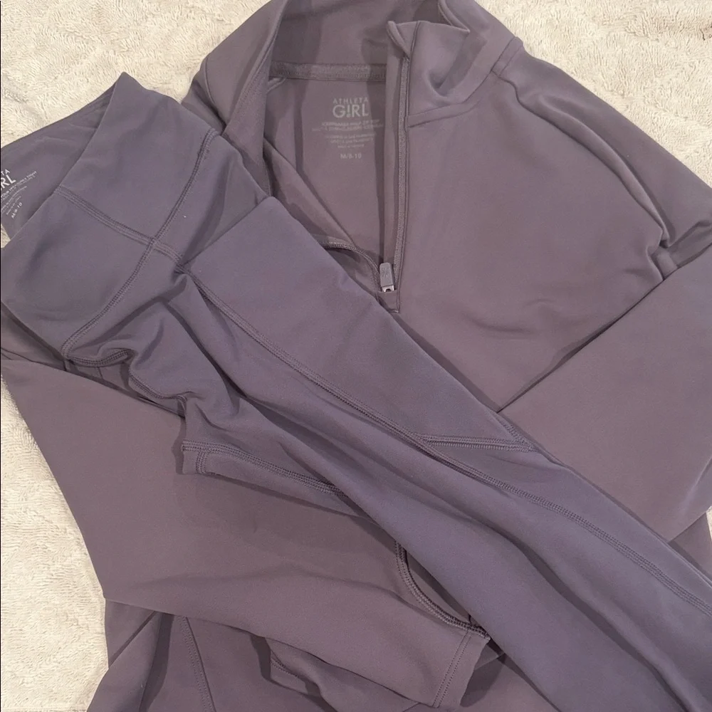 Athleta Girl Gray Icebreaker Half Zip Top - Picture 1 of 4